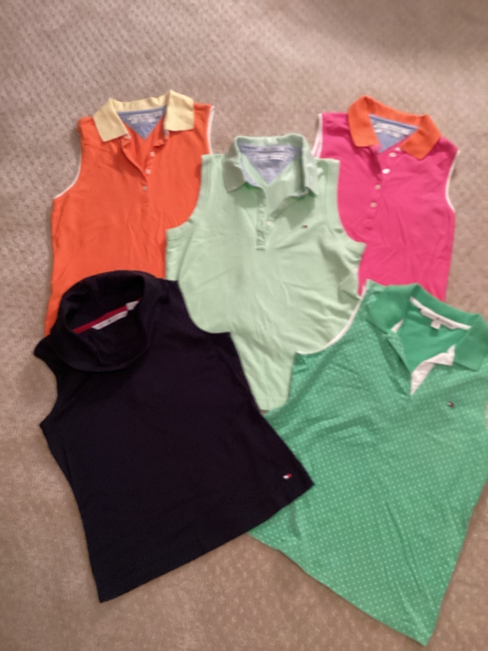 Tommy Hilfiger Womens Sleeveless Polo Tops - Mint, Coral, Hot Pink, Navy, Green